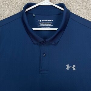 Under Armour Polo Shirt Mens 3XL Tall Navy Blue Loose Fit Performance Golf EUC